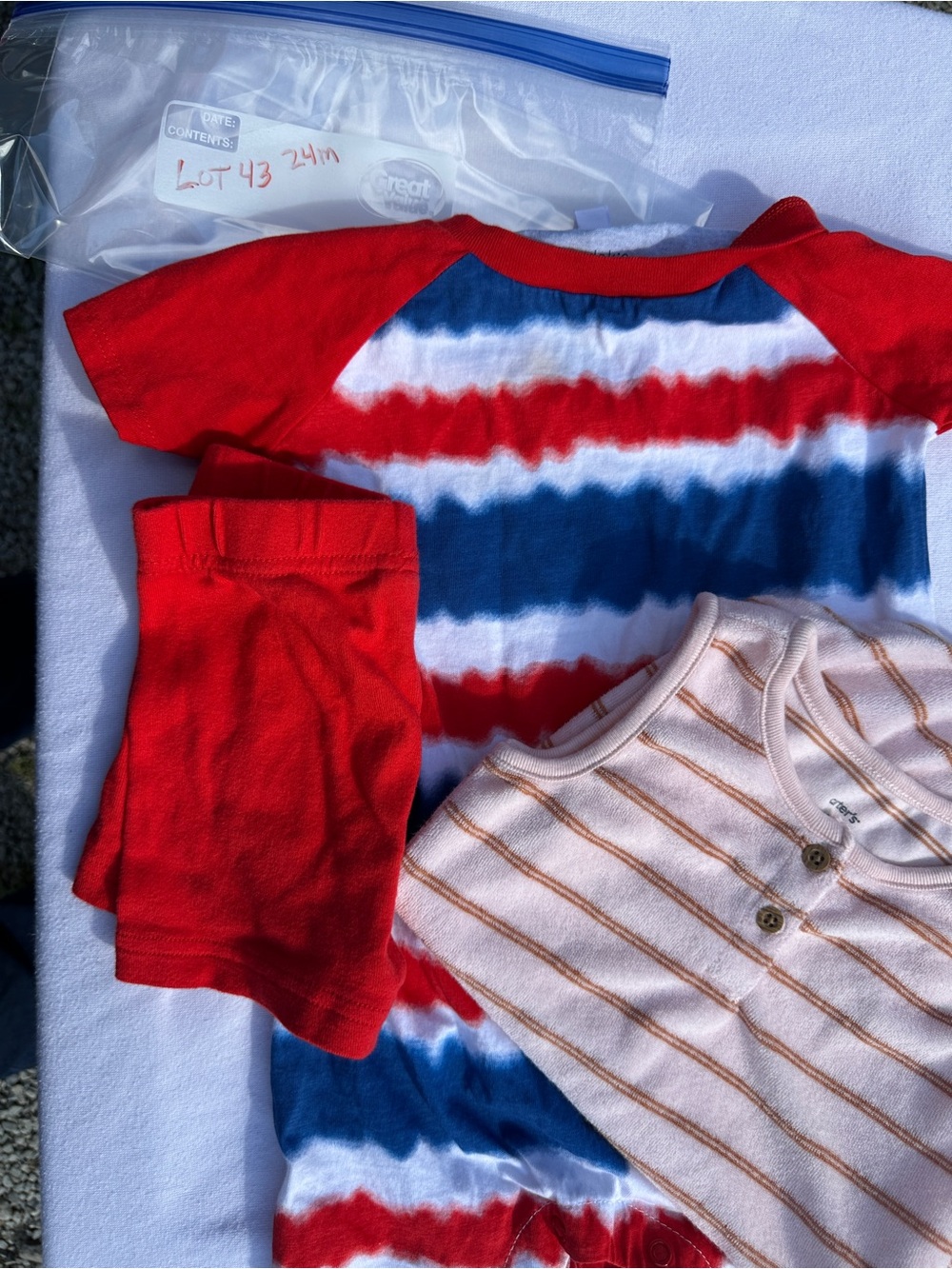 Kids Red, Blue & White Tie-Dye Short Sleeve Romper - Unbranded(43)